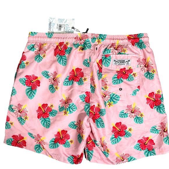 Free Planet Men's 7" Hibiscus Swim Trunks Shorts - Pink - Size XL - $48 - Picture 2 of 7